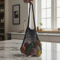 Mesh Cotton Produce Bag Reusable Mesh Net Handle Grocery Bags for Fruits Vegetables Shopping