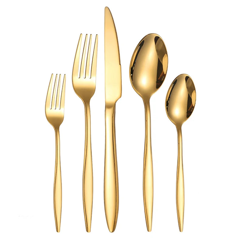 Hot Selling Luxury 20pcs Cubiertos Gold Flatware Sets Metal Golden Cutlery Wedding Stainless Steel Gold Cutlery Set