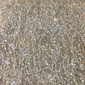 New Luxury Champagne French Net Lace for Wedding Gowns Shiny Sequins Silver Glitter Beaded Lace Fabric