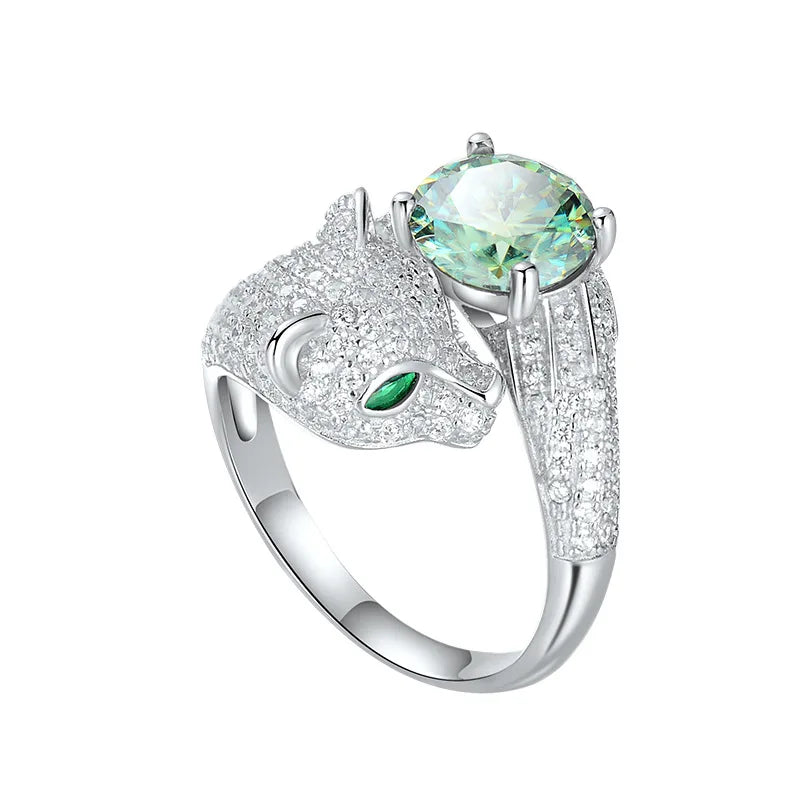 High Quality 2 Carat D Color Moissanite Ring New Trendy Leopard Shape Adjustable for Women for Engagement Parties