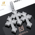 NUOYA Fine Jewelry Pass Diamond Tester Large Hip Hop Pendant for Men Women Iced Out Baguette Moissanite Three Cross Pendant