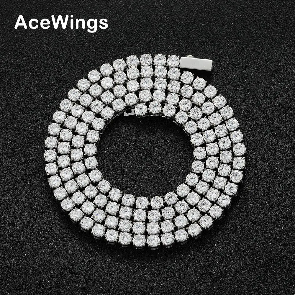 SC036 4mm Stainless Steel Tennis Chain Necklace Hip Hop Jewelry Setting Zircon Chain