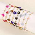 Fashion Handmade Beaded Stainless Steel Chain Rainbow Beads Flowers Chain Charm Bracelet for Girls Women