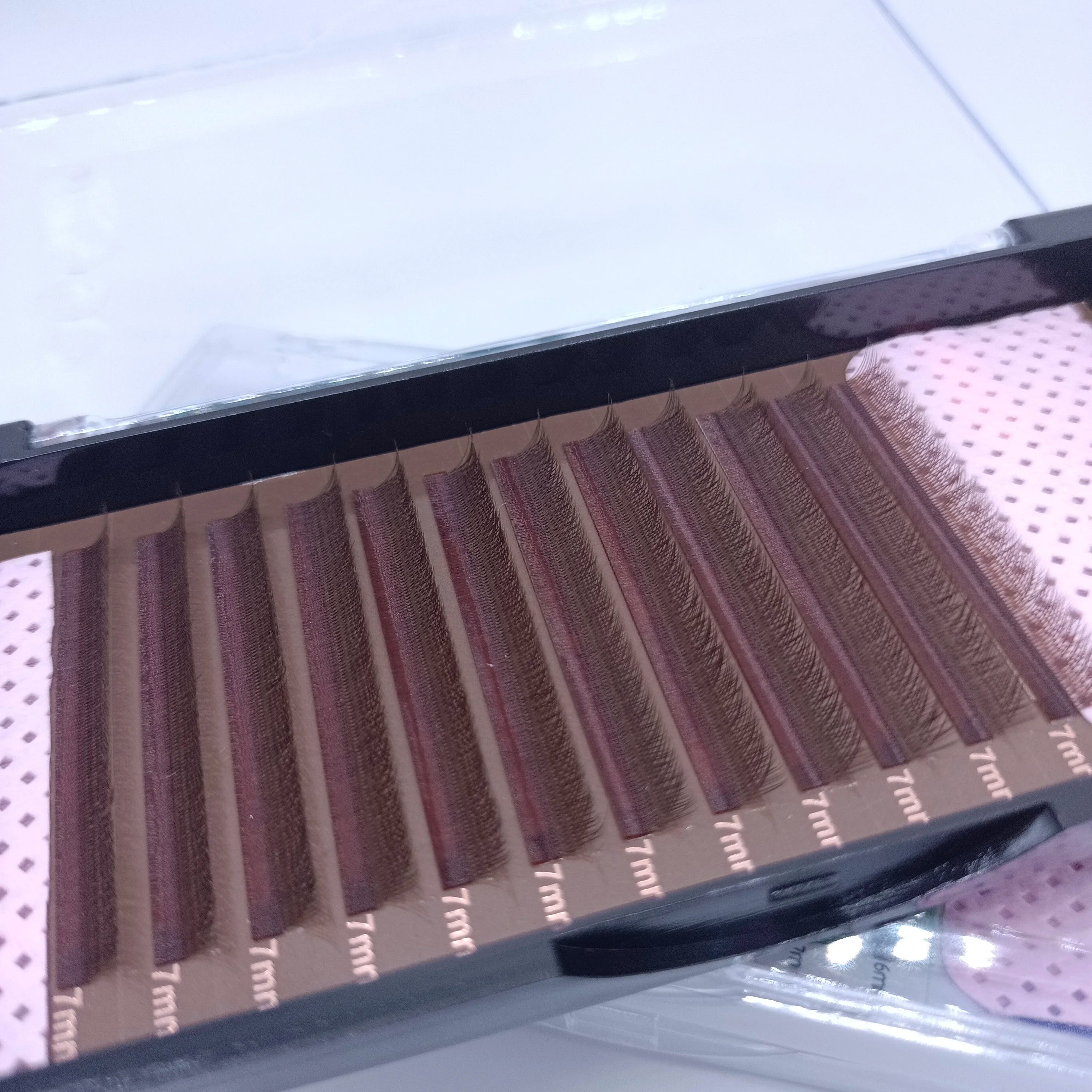 Wholesale Custom Brown YY Shape Double Tips Lashes Hand Woven Premium Soft Light Natural Eyelashes Extension Supplies
