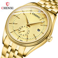 CHENXI 069 Fashion Watch for Couple Stainless Steel Quartz Watches Sport Waterproof Luminous Business Calendar Wristwatch