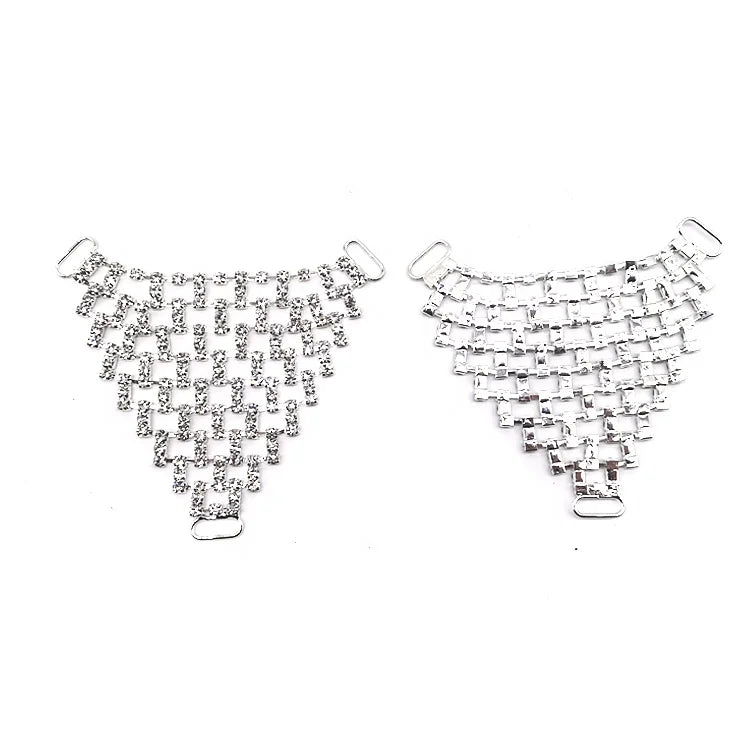 Wholesale Alloy Mesh Shape Metal Buckles with Rhinestone Connectors Crystal G String Rings for Bikini Garments Belts and Bags