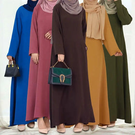 Wholesale Modest Abaya Basic Inner Dress Breathable Solid Color Long Sleeve Prayer Islamic Clothing Muslim Dresses for Women