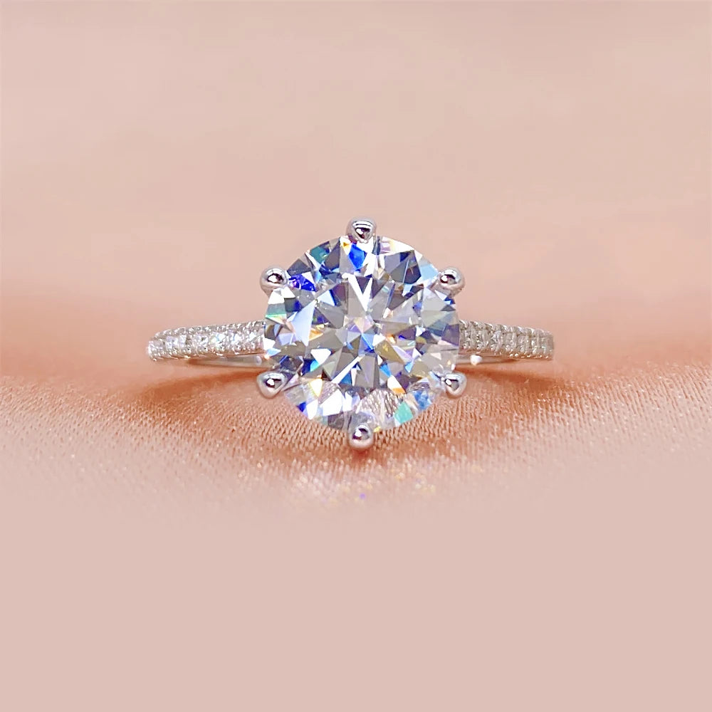 Wholesale Fine Jewelry Finger Rings 925 Sterling Silver D-vvs Diamond Emerald Cut Moissanite Engagement Ring for Women