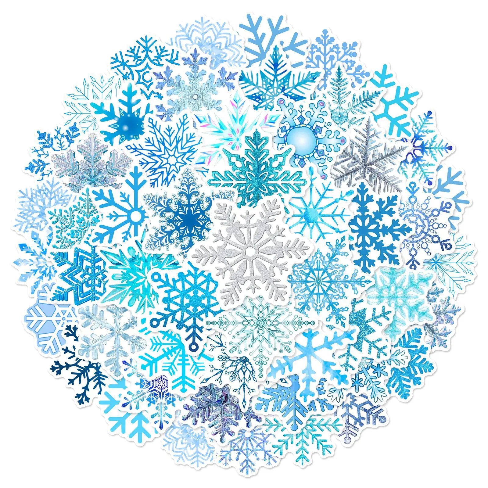 50PCS Winter snow christmas decoration decals snowflake sticker