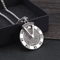 DAIHE Fashion Roman Numeral Stainless Steel Pendant Necklace Simple Rotatable Rhinestone Sweater Chain Jewelry
