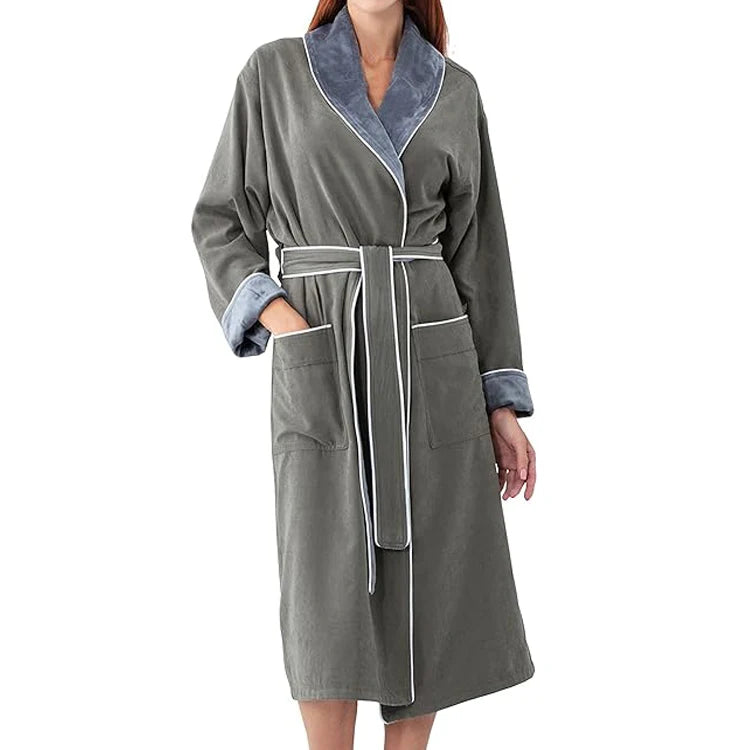 Lined Microfiber Bathrobe Custom Double Layer Microfiber Hotel Spa Robe