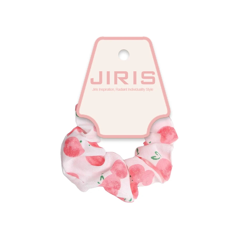 Jiris Silk Fruits Printing Sweet Hair Scrunchies Cute Lovely Elastic Band 8cm Summer Refreshing Style Girls Ladies