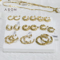 Ason Fashion Jewelry 18k Gold Plated Chain C Shaped Chunky Twist Stainless Steel Trend Thick Twisting Hoop Earrings for Women