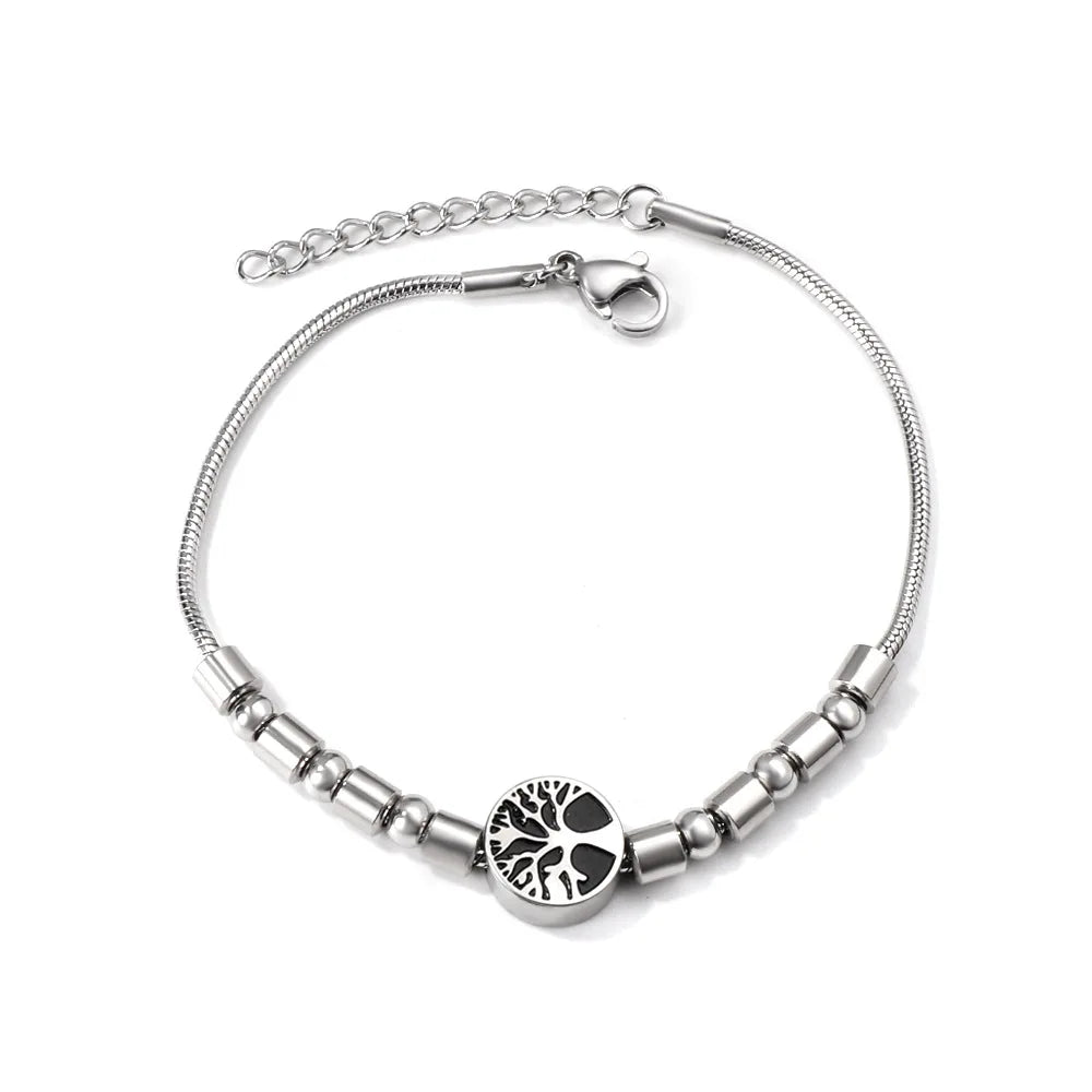 New Jewelry Fashion Stainless Steel Bead Charm Snake Chain Tree Rudder Bracelet