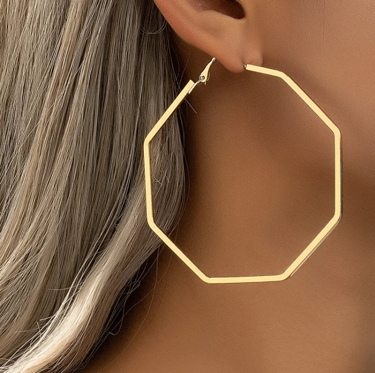 Vintage Metal Gold Plated Big square Drop Earrings for Women Girls Geometric Irregular Metal Alloy Earring Statement Jewelry