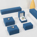 DOC Stock Blue Velvet Jewelry Packaging Ring Box with Custom Logo Custom Ring Jewelry Boxes