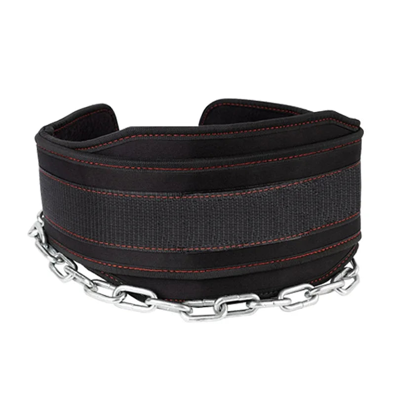 2024 Custom Logo Comfortable  Gym Equipment Weighted Chain Waist Support Weightlifting Pull-up Dipping Belt with Chain