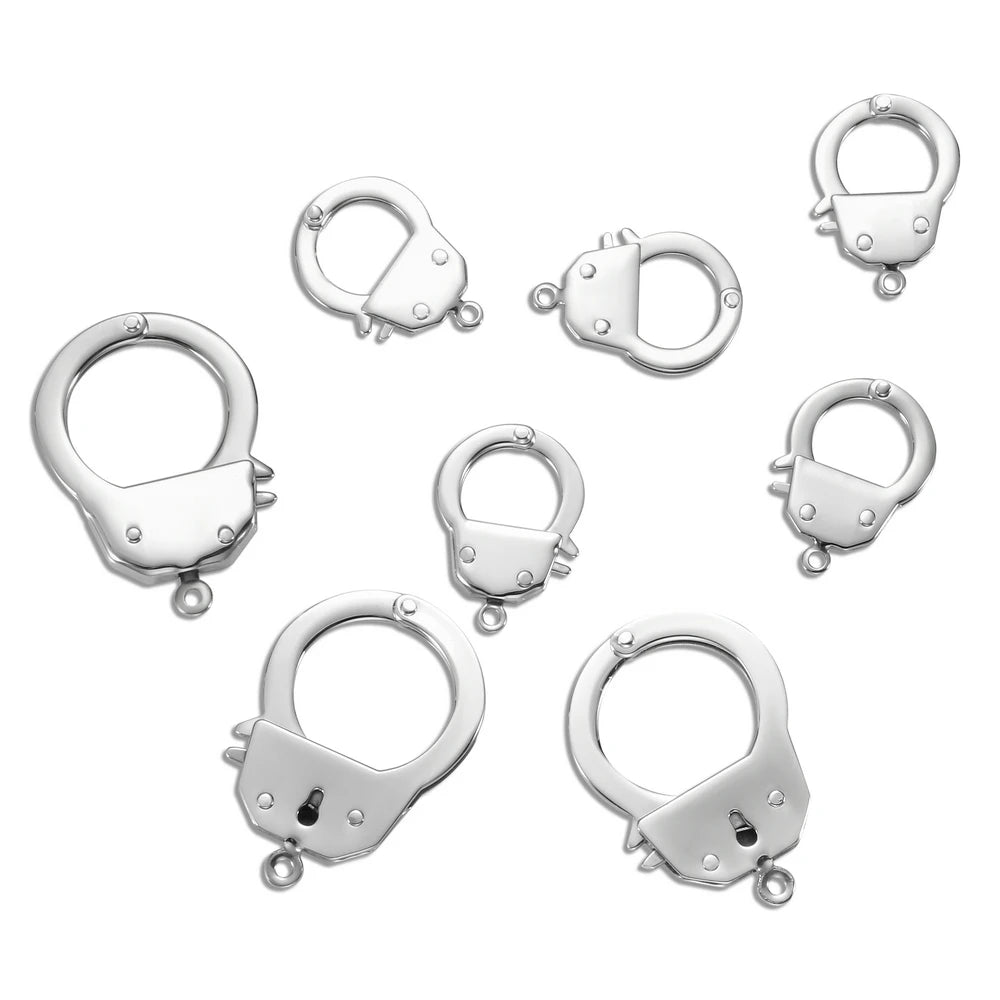 Spot Wholesale 304 Stainless Steel Handcuffs Buckle Personality Pendant Luggage Key Chain Necklace Buckle Accessories