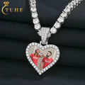 Wholesale Price Jewelry 25mm Gold Plated Brass AAAAA CZ Diamond Iced Out Heart Custom Photo Pendant Picture Necklace