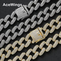AC027 Hip Hop Necklace Men's 20MM Chunky 3 Rows Crystal Cuban Chain Necklace Party Gift