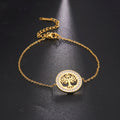 Myshape 2025 Clear Zircon Tree of Life Charm Bracelet Stainless Steel Gold Color Amulet Bracelets Wrist Jewelry for Women