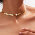 HOVANCI European American Fashion Women Girls Simple Gold Fish Scale Arrow Clavicle Chain Necklace Pearl Choker Necklace