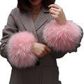Winter Warm Women Fake Raccoon Fox Fur Sleeve Cuffs Wrist Ring Raccoon Fur Cuffs for Fashion Parka Coat Jackets Decoration