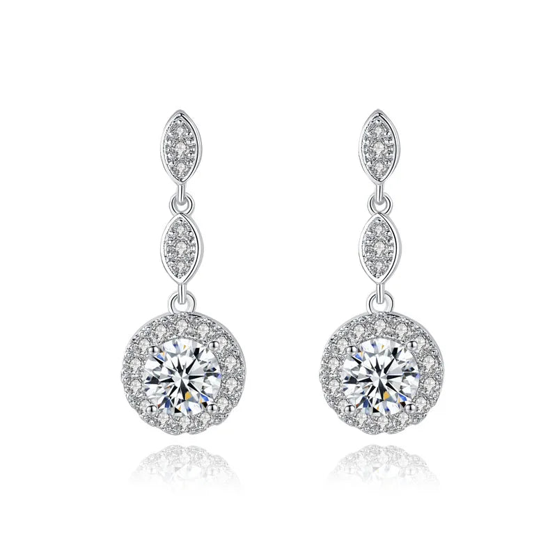 925 Silver Long Round Stud Earrings for Women Fashion Jewelry 2021 Rhodium Plated Earring