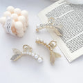Women Fashion Retro Mermaid Pearl Hair Clips Accessories Crystal Metal Hair Claw for Long Hair