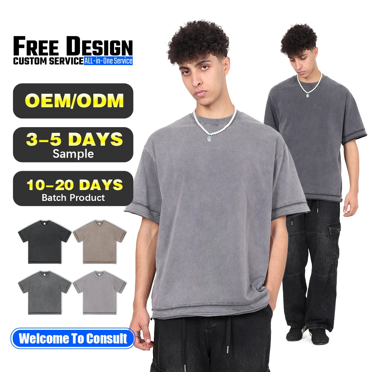 High Quality Oversized Blank Heavyweight Fried Batik Washed T-shirt High Street Retro Fashion Brand Short Sleeve T-shirt