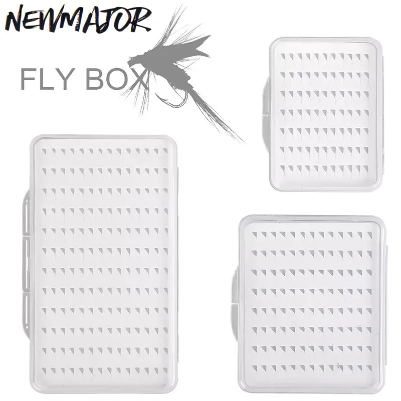 NEWMAJOR Durable Waterproof Fly Hook Box Plastic Fly Fishing Tackle Gear with Foam in S M L Sizes Pesca Fishing Gear