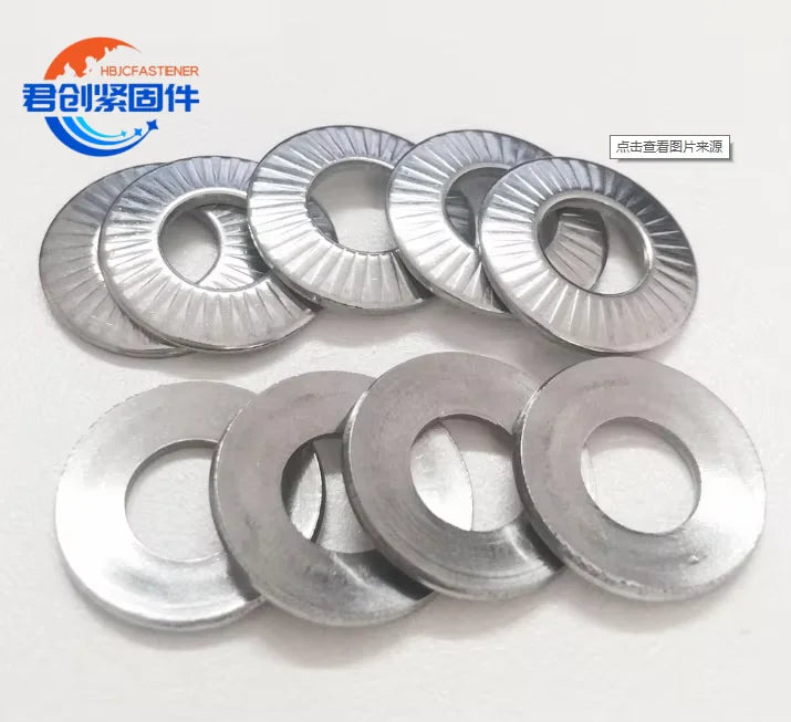 Flat Washer with Double Lock Steel Zinc Stainless Steel Galvanized Steel Wedge Style Metal Washer Lock Washer