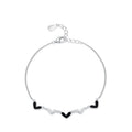 Fashion Unique Black Enamel Bracelet 925 Sterling Silver Rhodium Plated Hand Jewelry love Heart Tennis Bracelet
