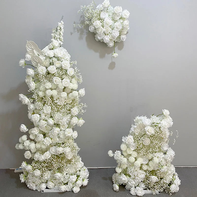 L-FRB001 Wholesale Artificial Flowers Wedding Arch Backdrop Wedding Silk Rose Flower Arch Flower Runner for Wedding Stage Decor