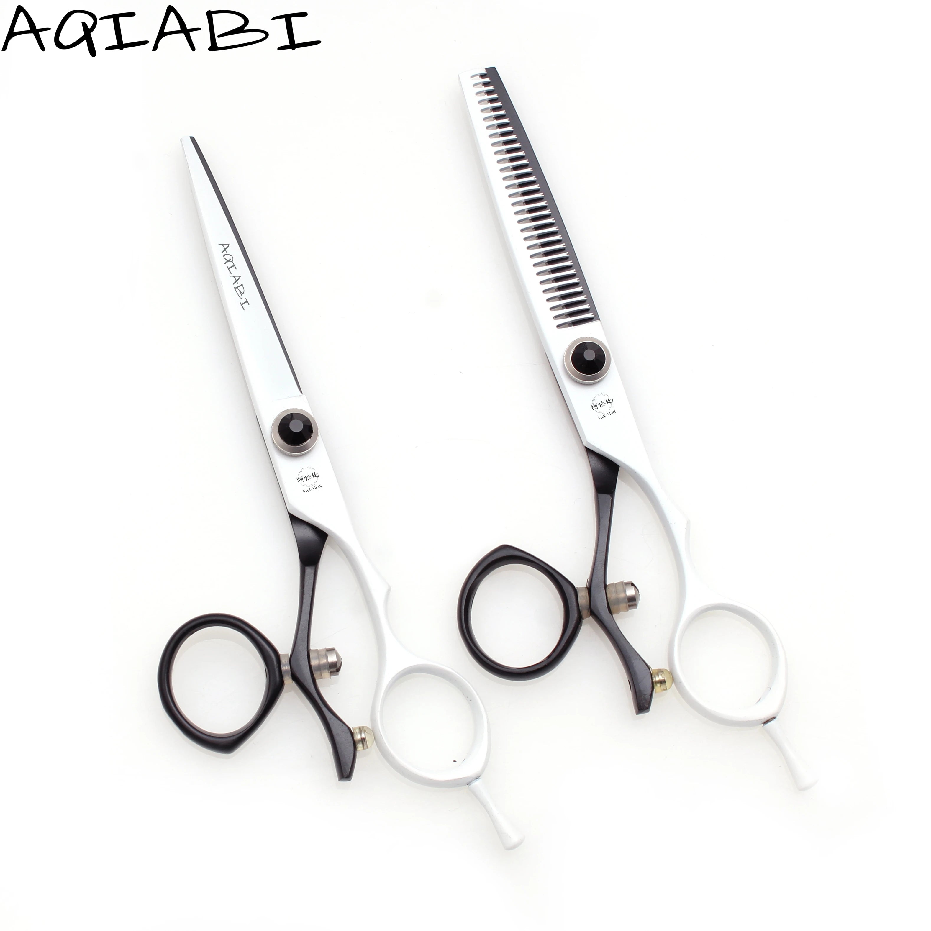 Professional 5.5'' 6" AQIABI 440C Stainless Steel Sharp Blade Right-Handed Hair Cutting Barber Salon Thinning Shears White A9019