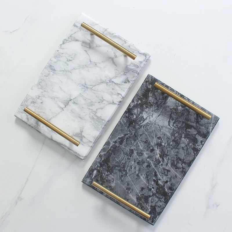 Custom Hotel Products Natural Stone Marble Serving Tray Home Decoration