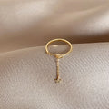 GT 18K Gold Plated Delicate Design Zircon Star Tassel Adjustable Ring for Women