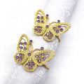 Hot Sale Fancy Gold Butterfly Rhinestone Napkin Rings for Party Wedding Banquet Decorations