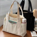 Simple Solid Color Canvas Women Handbag Fashion Large Capacity Female Shoulder Bags Leisure Travel Multi-Bag Ladies Tote Purse
