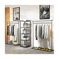 Women  Men Clothing Store Clothing Display Stand Retail Portable Metal Black Clothes Display Rack for Shop