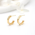Fashion Brass 14K Gold Plated Smooth C Shaped Jewelry Earrings Hypoallergenic Women's Studs Earring