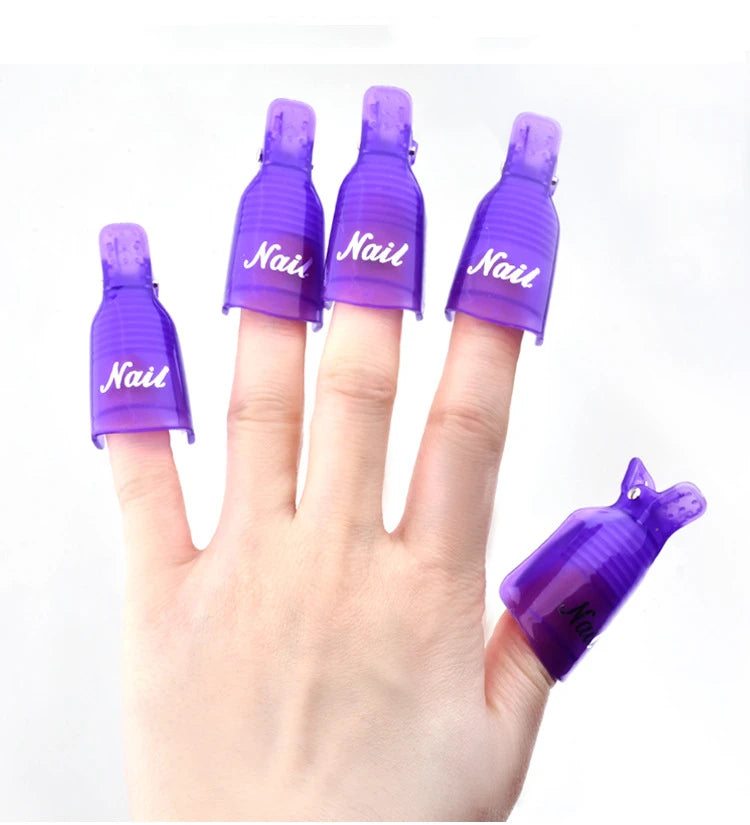 Plastic Reusable Nail Manicure Tools Remover Clip Fingernail UV Gel Polish Removal Soak Off Wrap Cleaner  Clip