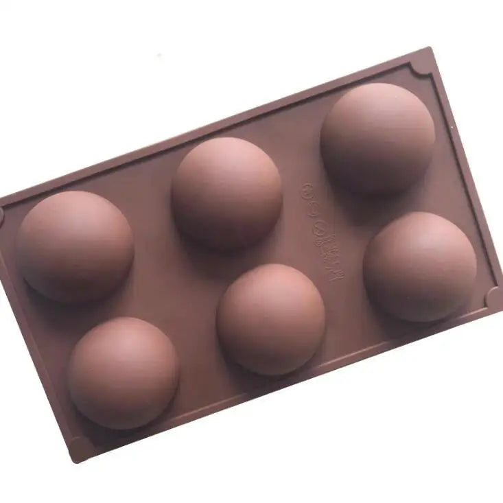 HY 6 Cavities Large Half Circle Chocolate Mold for Desserts Cake Making MegaBDM