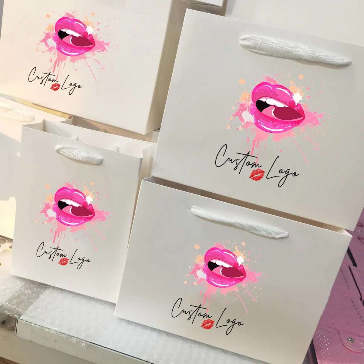 Paper Shopping Bag Make Your Own logo for Makeup Cosmetic Luxury Clothing Packaging Gift Carrier Bag