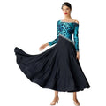 M-19389 Print and Black Color Matching Design National Standard Modern Dance Practice Dress Custom Social Dance Waltz Dress
