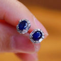 Ruyi Lab Sapphire Stone 1ctw  Lab Diamond 0.32ctw Jewelry Earrings Women Accessories Fashion Jewelry Stone Earrings