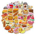 Kawaii 50-Piece DIY Decorative Sticker Set Cartoon Theme Delicious Food Milk Tea Hamburger Chips Cartoon Promotional Stickers
