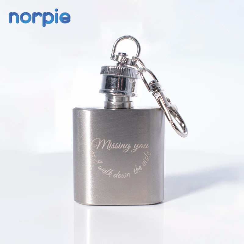 Wholesale Travel Outdoor Camping Picnic Whiskey Liquor Laser Engraving Blank 1oz Hip Flask Keychain