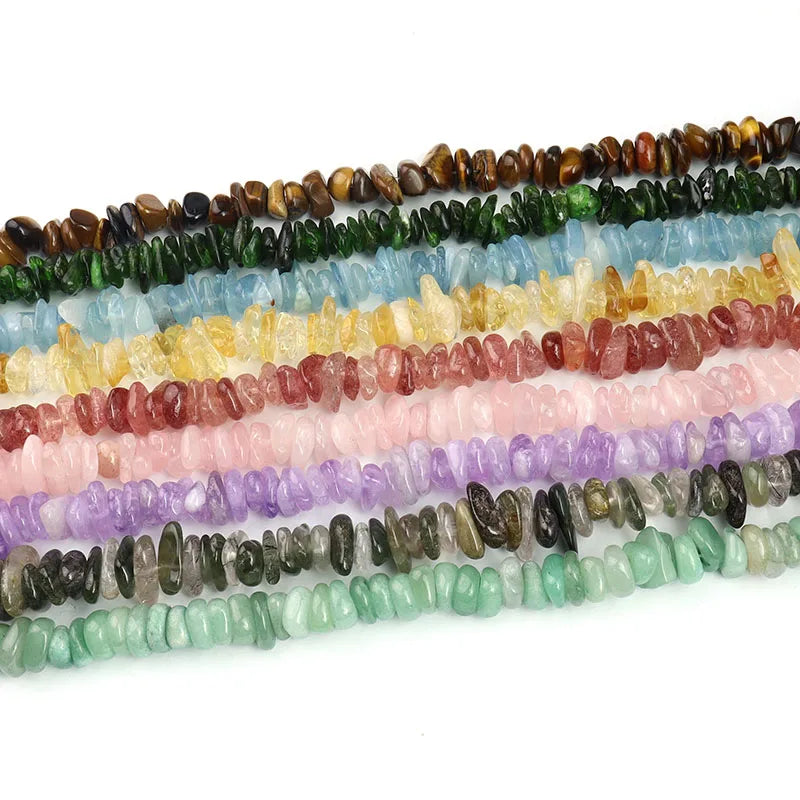 Natural Irregular Amethyst Aquamarine Chip Semi-precious Stone Beads Chips Gemstone Crystal Loose Bead 10MM Length 38CM