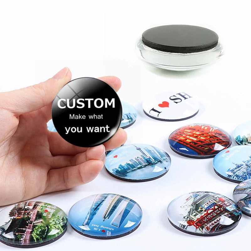 Multiple Shapes Sizes Glass Dome Cabochon Fridge Magnets Travel Souvenir Giveaway Present Gift Kitchen Refrigerator Magnet